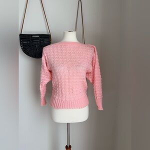 Vintage House Of Jade Pink Boatneck Acrylic Knit Sweater, Size Large